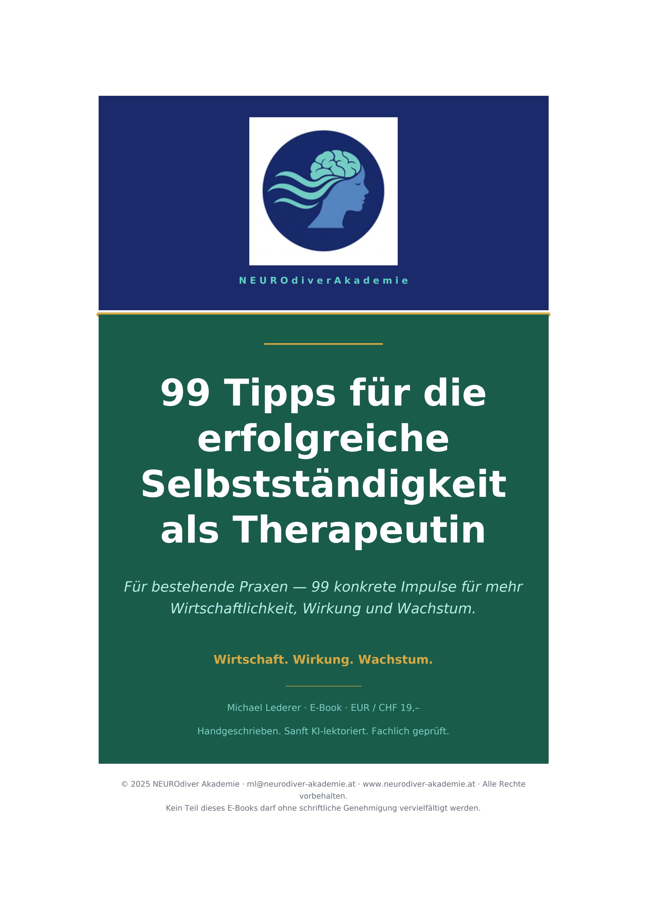 Cover: 99 Tipps für die erfolgreiche Selbständigkeit als Therapeutin