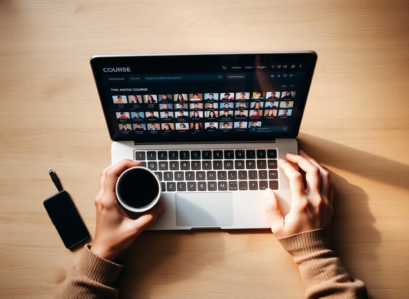 Laptop mit Online-Kurs-Dashboard und vielen Teilnehmer:innen — Sinnbild für Reichweite ohne Selbstvermarktung.